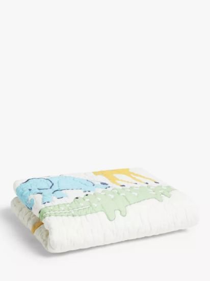 Quilted Cotbed Bedspread, 2.2 Tog, White/Multi