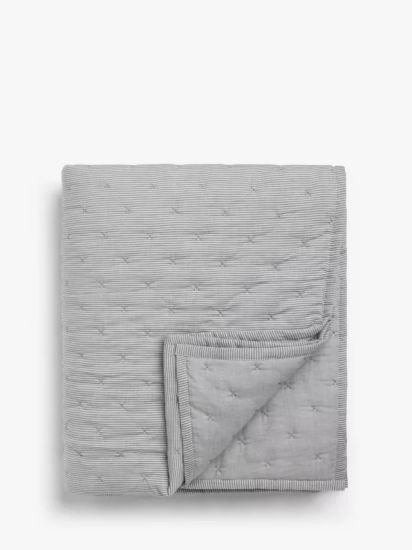 Stripe Reversible Quilted Bedspread,Blue